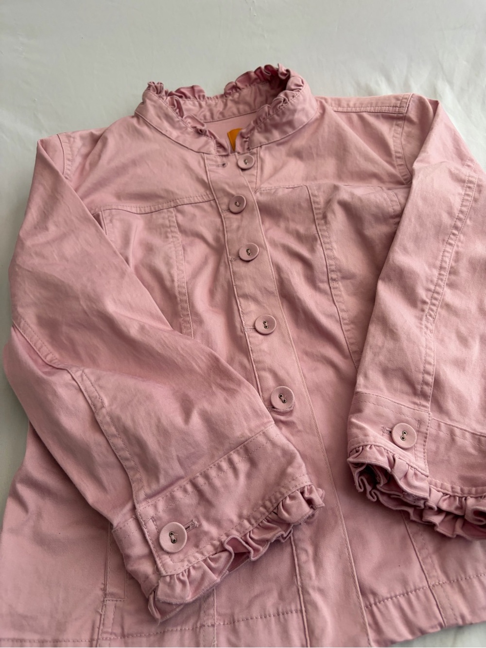 Ruby Rd. Light Pink Ruffle-Trim Jean Jacket size 10